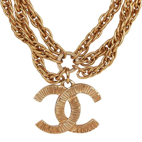 chanel triple chain|Vintage Chanel Gold Plated Triple Chain CC Necklace.